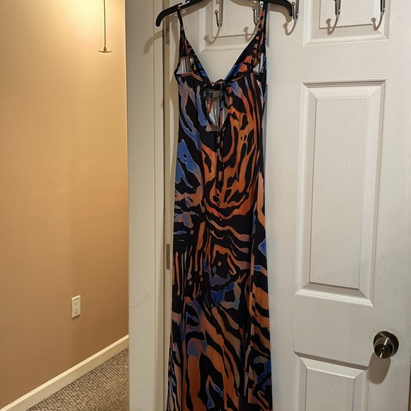 Women’s spaghetti string multi colored maxi dress - Picture 3 of 5